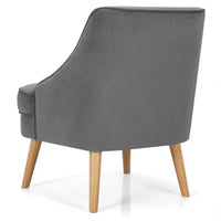 Fauteuil d'appoint en velours avec pieds en bois d'hévéa - 27 x 25 x 30 (L x l x H)