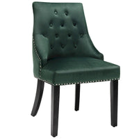 Chaise de salle à manger en velours capitonnée sans accoudoirs avec clous décoratifs et anneau