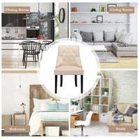Chaise de salle à manger en velours capitonnée sans accoudoirs avec clous décoratifs et anneau
