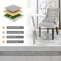 Chaise de salle à manger en velours capitonnée sans accoudoirs avec clous décoratifs et anneau