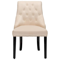 Chaise de salle à manger en velours capitonnée sans accoudoirs avec clous décoratifs et anneau