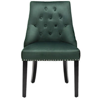 Chaise de salle à manger en velours capitonnée sans accoudoirs avec clous décoratifs et anneau