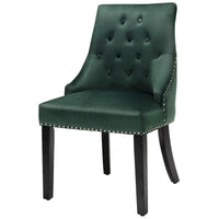 Chaise de salle à manger en velours capitonnée sans accoudoirs avec clous décoratifs et anneau