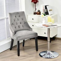 Chaise de salle à manger en velours capitonnée sans accoudoirs avec clous décoratifs et anneau