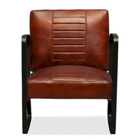 vidaXL Canapé Fauteuil individuel avec cadre en métal pour salon Cuir véritable - 60 x 64 x 74 cm
