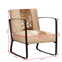 vidaXL Canapé Fauteuil individuel avec cadre en métal pour salon Cuir véritable - 60 x 64 x 74 cm