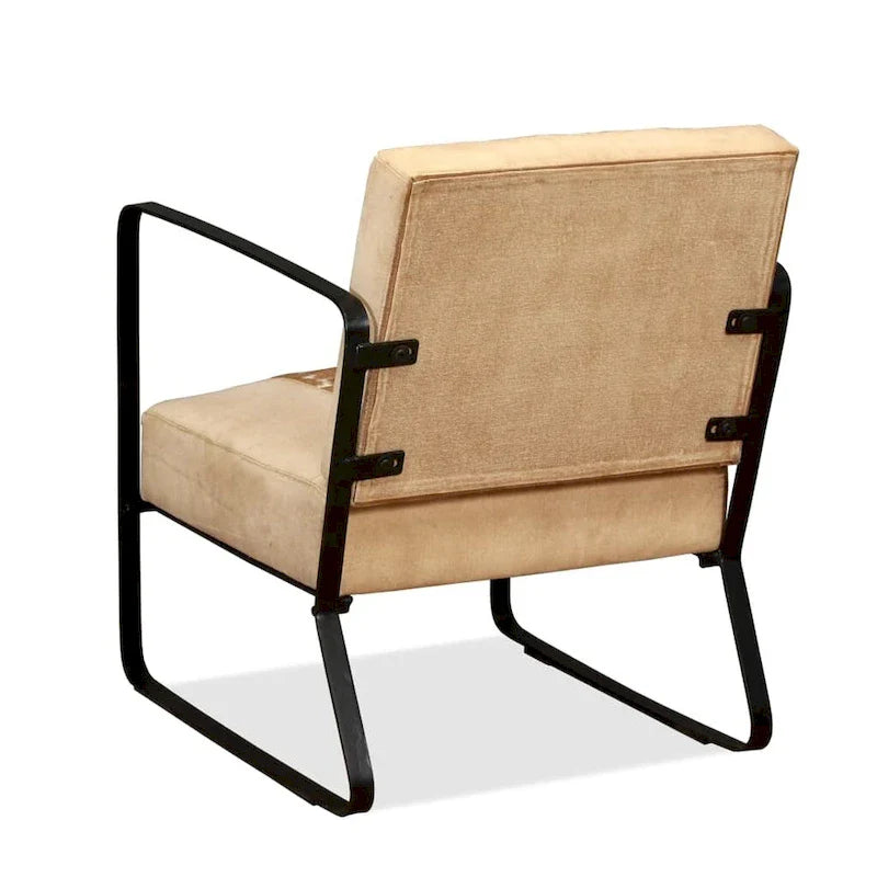 vidaXL Canapé Fauteuil individuel avec cadre en métal pour salon Cuir véritable - 60 x 64 x 74 cm