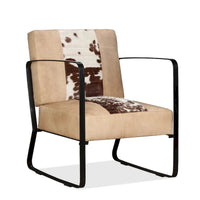 vidaXL Canapé Fauteuil individuel avec cadre en métal pour salon Cuir véritable - 60 x 64 x 74 cm