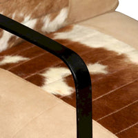 vidaXL Canapé Fauteuil individuel avec cadre en métal pour salon Cuir véritable - 60 x 64 x 74 cm