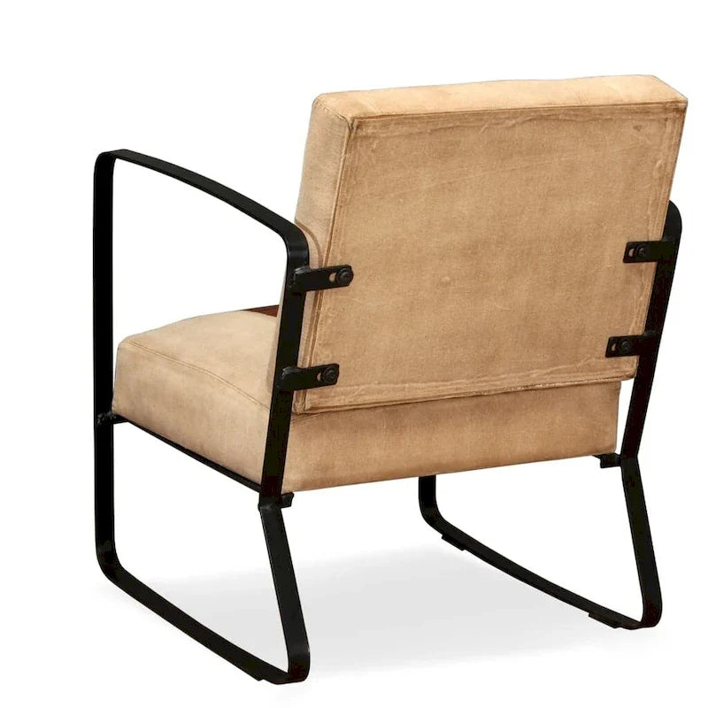 vidaXL Canapé Fauteuil individuel avec cadre en métal pour salon Cuir véritable - 60 x 64 x 74 cm