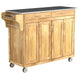 Chariot d'îlot de cuisine en bois à dessus en acier inoxydable avec roulettes - 48 3/4 po L x 17 3/4 po P x 35 po H