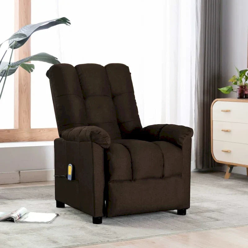 Fauteuil de Massage vidaXL en Tissu Brun Foncé - 29.1 x 39 x 40.2 pouces