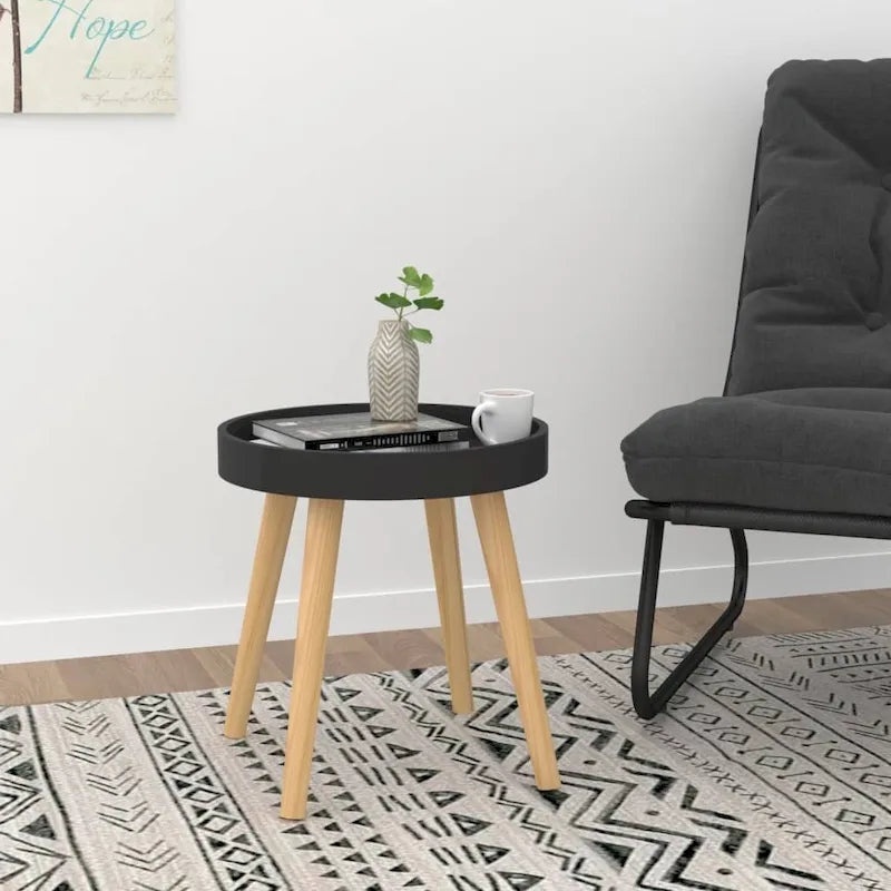 vidaXL Table d'appoint ronde en bois d'ingénierie et pin massif - 15x15x15.7