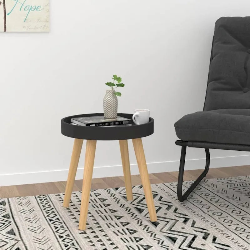 vidaXL Table d'appoint ronde en bois d'ingénierie et pin massif - 15x15x15.7