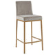 Lot de 2 chaises de comptoir contemporaines rembourrées gris et doré 37.5