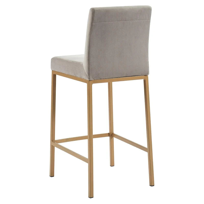 Lot de 2 chaises de comptoir contemporaines rembourrées gris et or 37,5