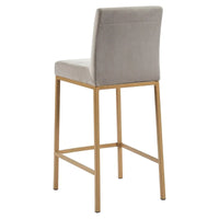Lot de 2 chaises de comptoir contemporaines rembourrées gris et doré 37.5