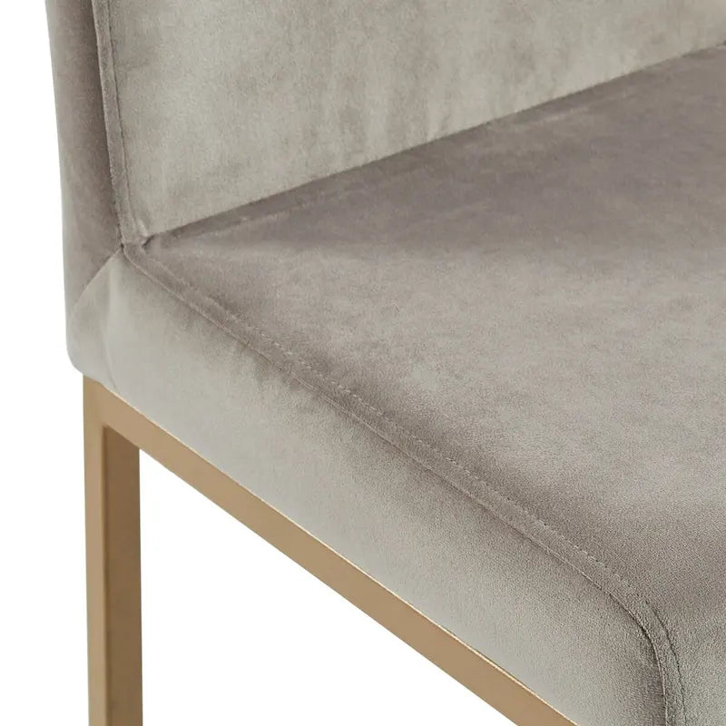 Lot de 2 chaises de comptoir contemporaines rembourrées gris et doré 37.5