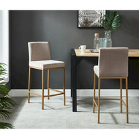 Lot de 2 chaises de comptoir contemporaines rembourrées gris et doré 37.5