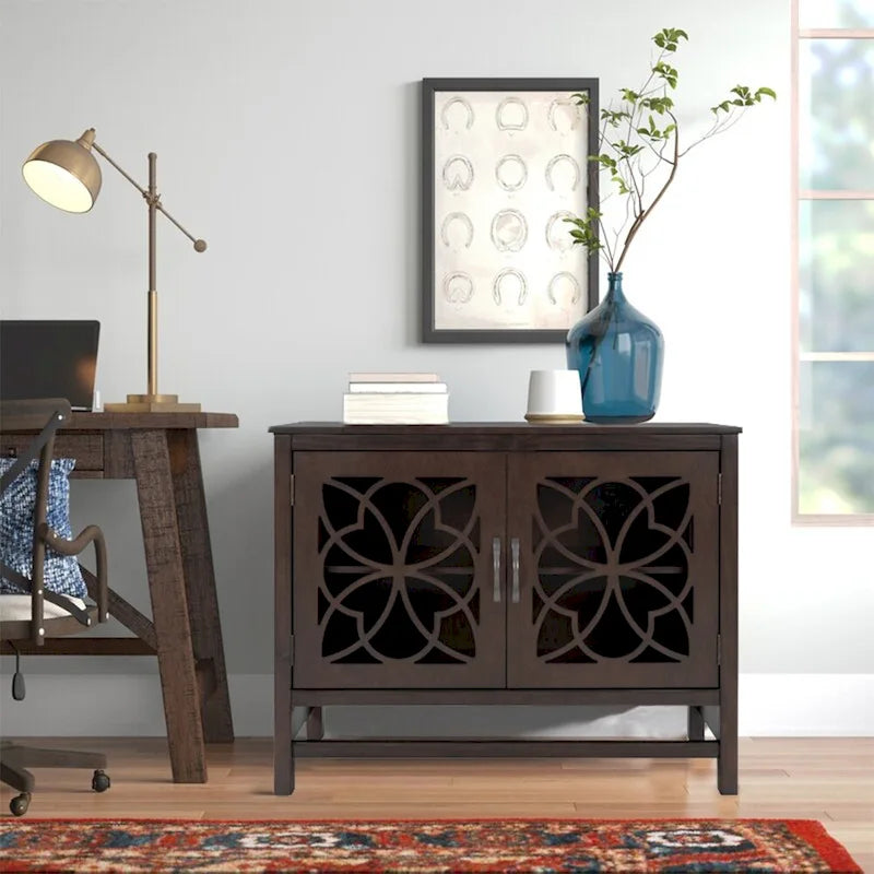 Buffet d'appoint en bois, armoire de rangement avec portes et étagère réglable