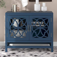 Buffet d'appoint en bois, armoire de rangement avec portes et étagère réglable