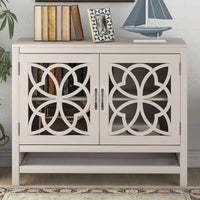 Buffet d'appoint en bois, armoire de rangement avec portes et étagère réglable