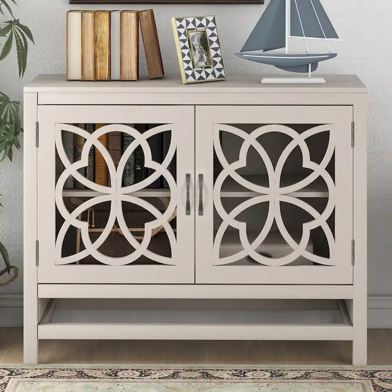 Buffet d'appoint en bois, armoire de rangement avec portes et étagère réglable