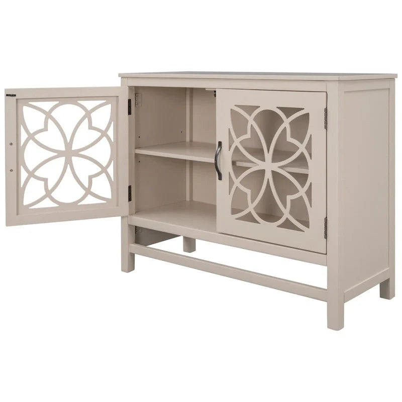 Buffet d'appoint en bois, armoire de rangement avec portes et étagère réglable