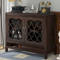 Buffet d'appoint en bois, armoire de rangement avec portes et étagère réglable