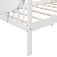 Lit de repos double à lattes en bois, blanc