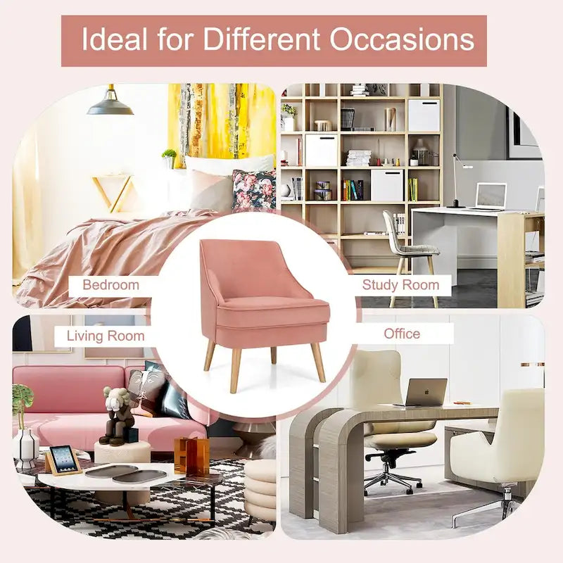 Costway Lot de 2 fauteuils d'appoint en velours avec pieds en bois d'hévéa