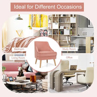 Costway Lot de 2 fauteuils d'appoint en velours avec pieds en bois d'hévéa
