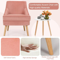 Costway Lot de 2 fauteuils d'appoint en velours avec pieds en bois d'hévéa