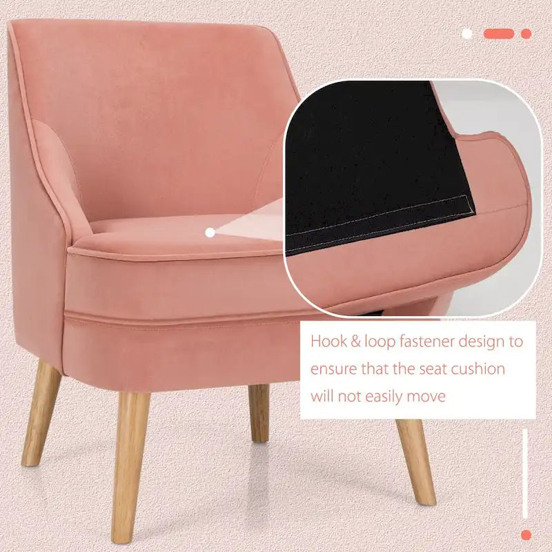 Costway Lot de 2 fauteuils d'appoint en velours avec pieds en bois d'hévéa