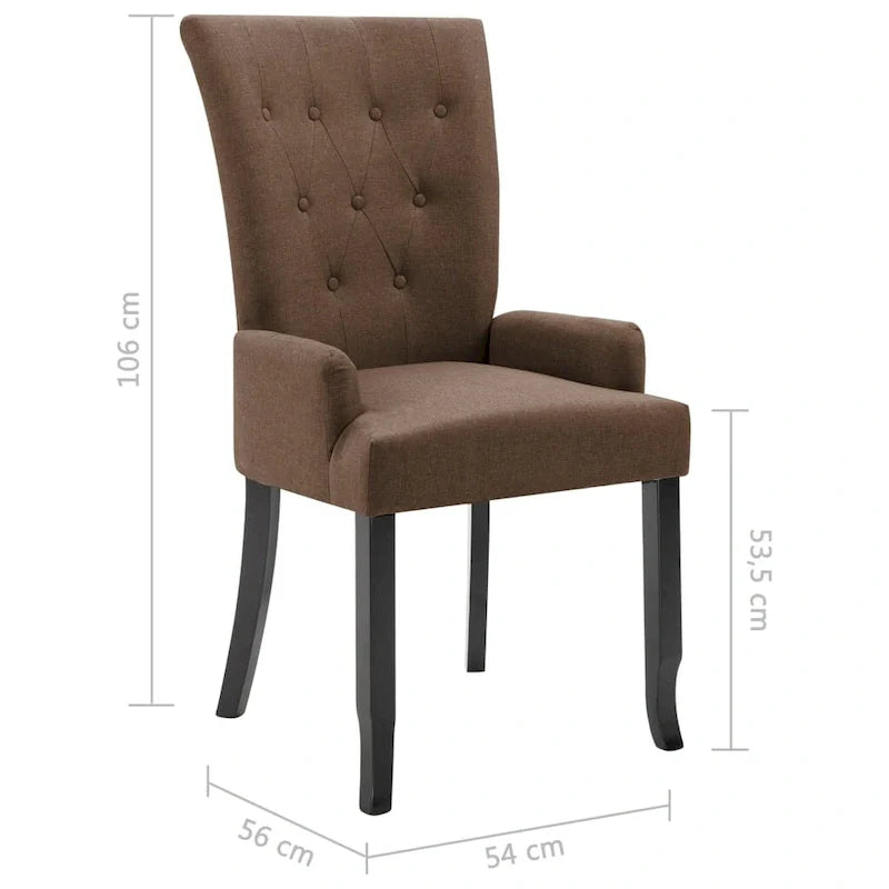 Chaises de salle à manger vidaXL avec accoudoirs 1/2/4/6 pcs, tissu multicolore - 21.3 x 22 x 41.7