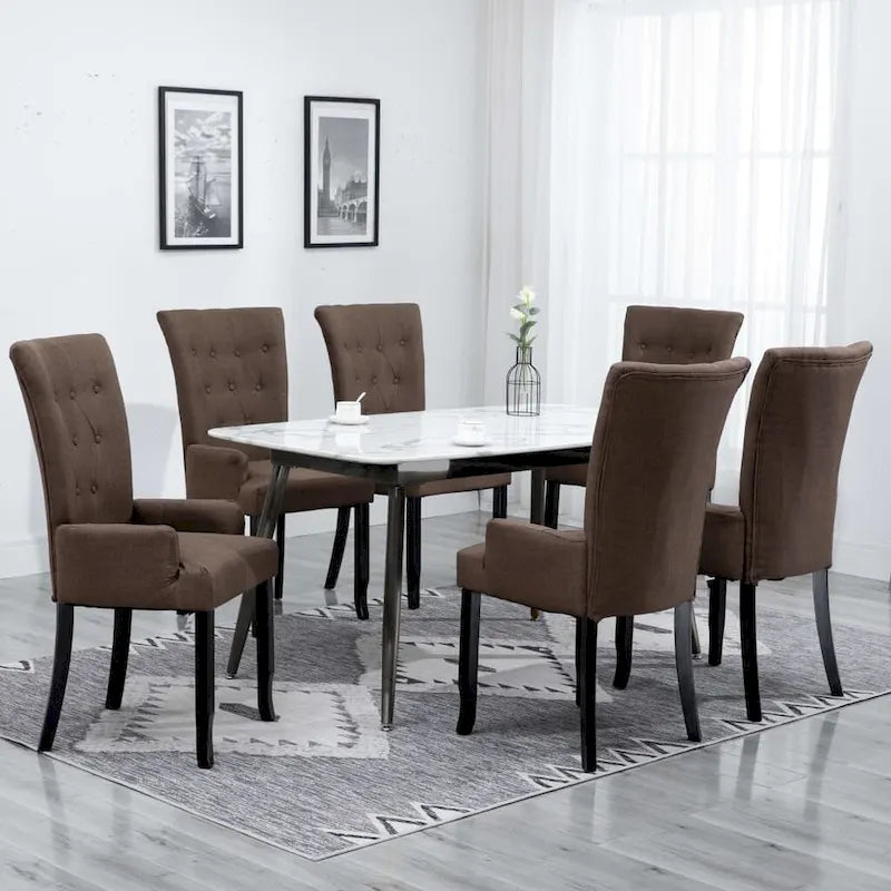 Chaises de salle à manger vidaXL avec accoudoirs 1/2/4/6 pcs, tissu multicolore - 21.3 x 22 x 41.7
