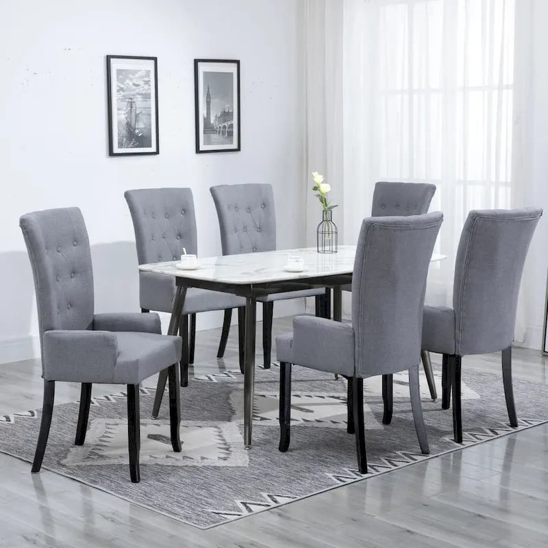 Chaises de salle à manger vidaXL avec accoudoirs 1/2/4/6 pcs, tissu multicolore - 21.3 x 22 x 41.7