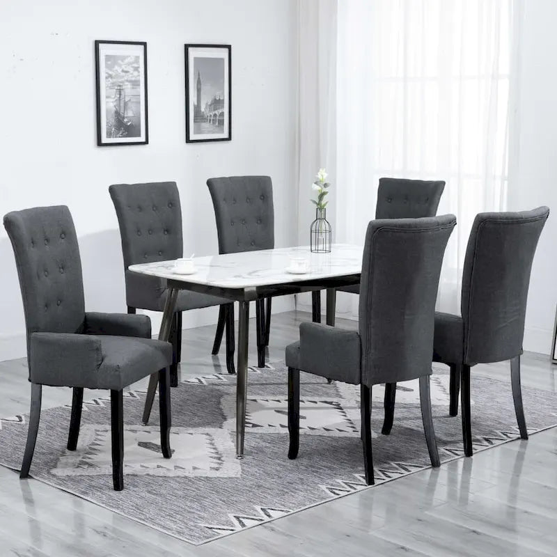 Chaises de salle à manger vidaXL avec accoudoirs 1/2/4/6 pcs, tissu multicolore - 21.3 x 22 x 41.7