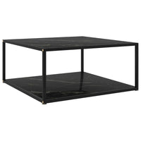 vidaXL Table Basse Noir 80x80x35 Verre Trempé - 80 x 80 x 35