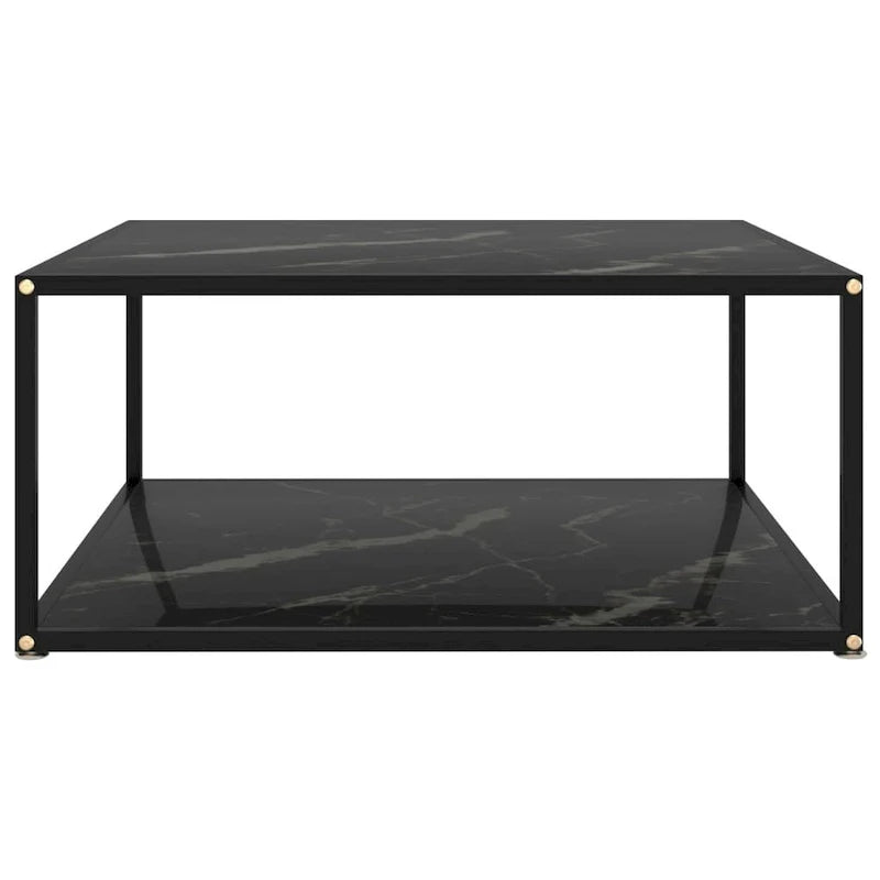 vidaXL Table Basse Noir 80x80x35 Verre Trempé - 80 x 80 x 35