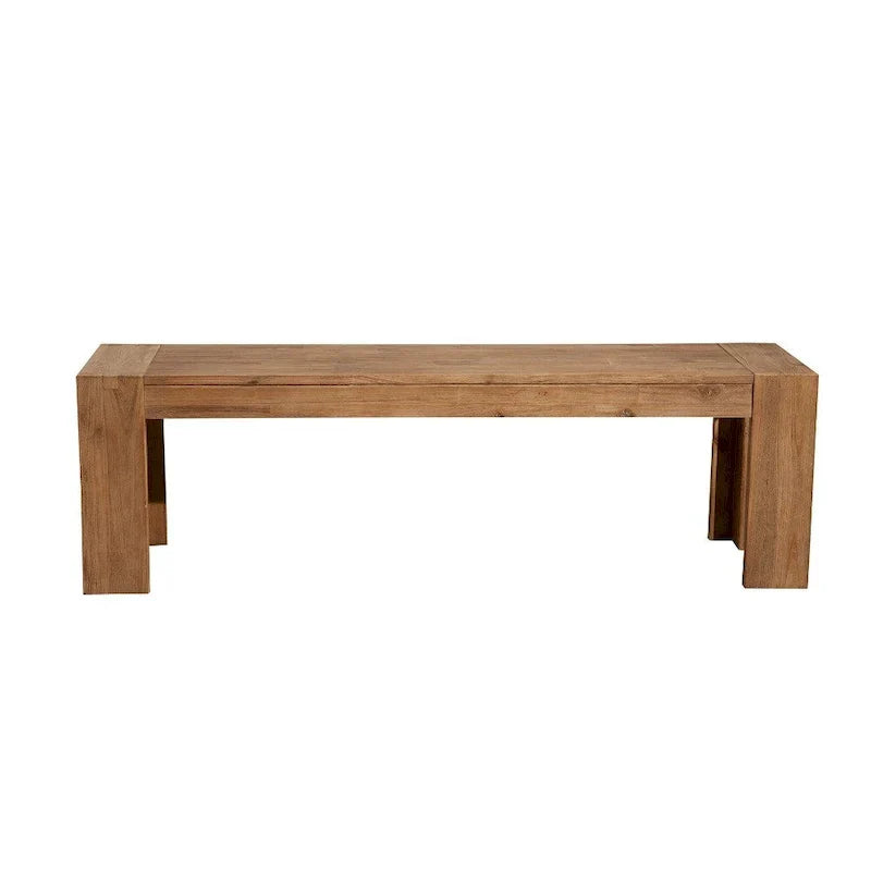 Banc en bois d'acacia massif avec pieds en équerre, marron - 18 H x 58 W x 16 L pouces