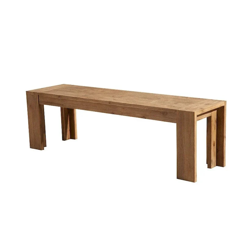 Banc en bois d'acacia massif avec pieds en équerre, marron - 18 H x 58 W x 16 L pouces