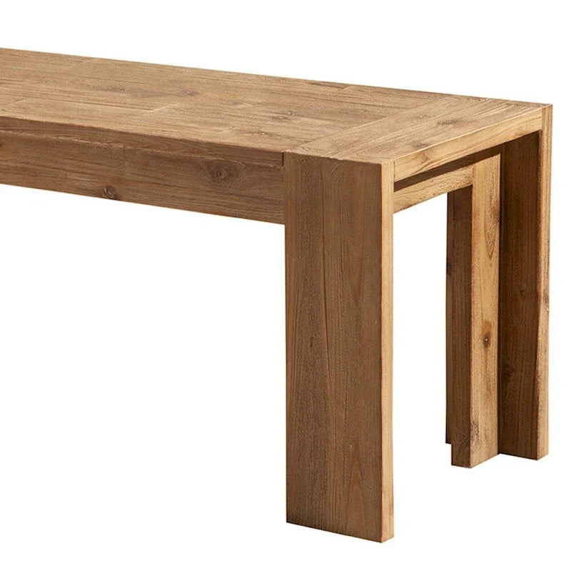 Banc en bois d'acacia massif avec pieds en équerre, marron - 18 H x 58 W x 16 L pouces