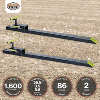 Fourches de tracteur en acier Field Tuff, capacité de 725 kg, accessoires robustes pour mini-chargeur pour le levage de palettes, lot de 2, noir/vert