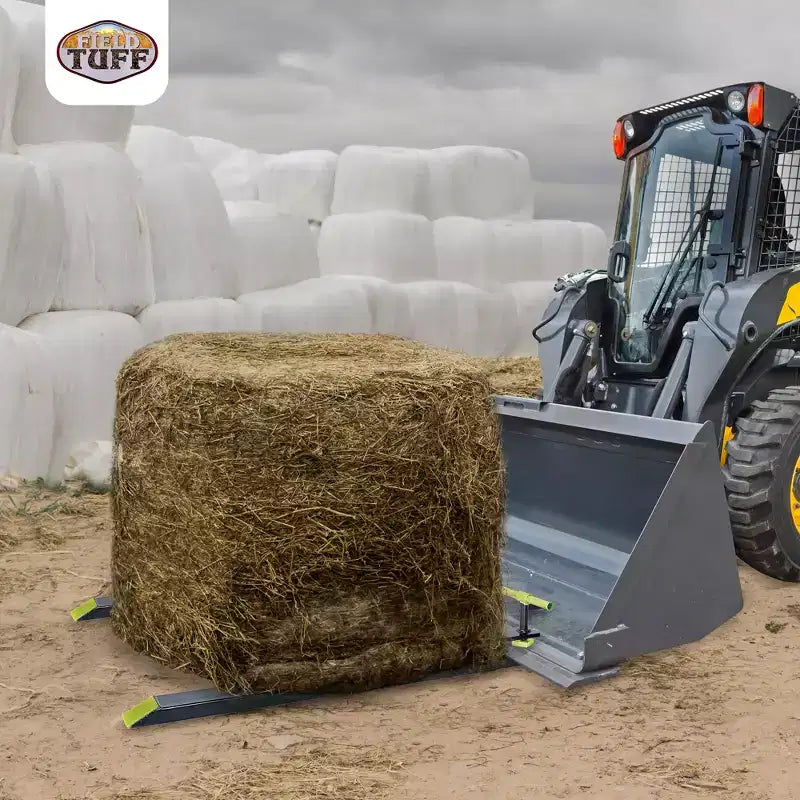 Fourches de tracteur en acier Field Tuff, capacité de 725 kg, accessoires robustes pour mini-chargeur pour le levage de palettes, lot de 2, noir/vert