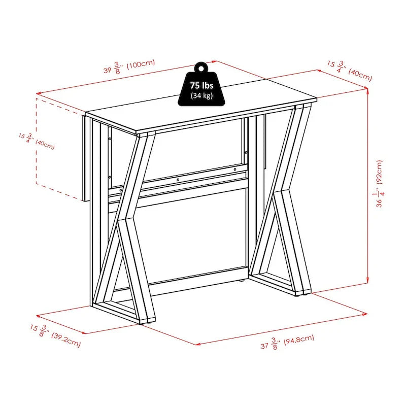 Table haute à abattants 3 pièces avec tabourets de comptoir à coussin, noyer et expresso