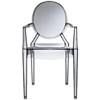Lot de 2 chaises empilables en lucite transparentes pour cuisine, terrasse, salle à manger, salon, chambre, fête, avec dossier ovale, bureau