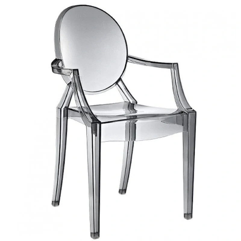 Lot de 2 chaises empilables en lucite transparentes pour cuisine, terrasse, salle à manger, salon, chambre, fête, avec dossier ovale, bureau