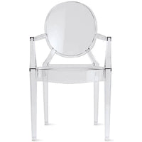 Lot de 2 chaises empilables en lucite transparentes pour cuisine, terrasse, salle à manger, salon, chambre, fête, avec dossier ovale, bureau