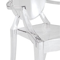 Lot de 2 chaises empilables en lucite transparentes pour cuisine, terrasse, salle à manger, salon, chambre, fête, avec dossier ovale, bureau